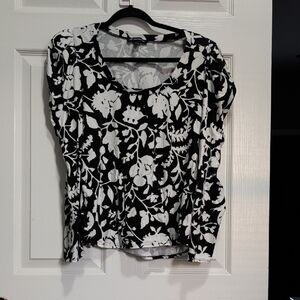 INC International Concepts Black and White Floral Blouse